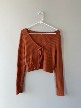 Burnt Orange Target SO Brand Long Sleeve Crop Top